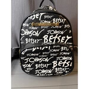Betsey Johnson Black/White Logo Graffiti Mini Backpack